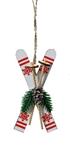Hanger Houten Ski’s Wit met rood – 8 cm – Houten Figuurtjes voor Bloemschikken en Kerstboom Houten f
