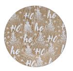 Onderbord Houtlook met Wit Winter HO HO HO – 33 cm Rond – Decoratief Tafelaccessoire Onderbord – 33 