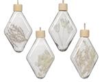 Ornamenten Transparant met droogbloemen 7*3*14cm set van 4 verschillende Supermooi! Bijzondere Decor