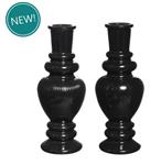 Gekleurd glazen flesje Venice vaasje,kandelaar BLACK Zwart  / stuk Venice bottle 15.5 cm hoog Ø5.7 c