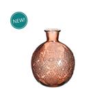 Gekleurd glazen flesje Bologna vaasje,kandelaar Mahogany   / stuk Bologna bottle 12 cm hoog Ø 9.5cm 