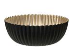 Bowl Schaal met ribbels Zwart met Goud 20*7.5 cm schaal, fruitschaal