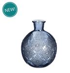 Gekleurd glazen flesje Bologna vaasje,kandelaar Dark Blue  / stuk Bologna bottle 12 cm hoog Ø 9.5cm 