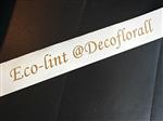 Ecolint Bedrukt WIT Kraftpapierlint 70 mm Goud opdruk +/-80cm. Milieuvriendelijk (rouw)lint