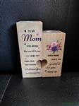 Houten duo met open hartje Mom you mean the world voor waxine of kleine ledkaarsen  Gift, geschenk, 