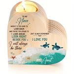 Houten hart voor waxine of kleine ledkaarsen Memoriam Nicht Gift, geschenk, cadeau, herinnering