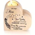 Houten hart voor waxine of kleine ledkaarsen My Angel Mom Gift, geschenk, cadeau, herinnering