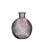 Gekleurd glazen flesje Bologna vaasje,kandelaar Soft Grey  / stuk Bologna bottle 12 cm hoog Ø 9.5cm 