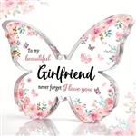 Vlinder van Epoxy met Bloem en Vlinders To my beautifull Girlfriend 10*1 cm Gift, geschenk, cadeau, 