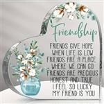 Hart van Epoxy met Bloem en decoratie Friendship 10*1 cm Gift, geschenk, cadeau, herinnering