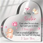 Hart van Epoxy met Decoratie To my Sister 10*1 cm Gift, geschenk, cadeau, herinnering