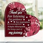 Hart van Epoxy Rood met Bloemen Thank you for listning, for guidance.. 10*1 cm Gift, geschenk, cadea