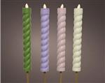 Set LEDFAKKELS Solar Lumineo LED kaars PASTEL Swirll. Vlameffect  4*106 cm  /set van 4 Ledcandle voo