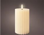 Actie Lumineo LED kaars WAX steady Binnen, RIBBEL, met timer, Creme/warm wit dia 7.5cm H.17,3cm / st