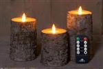 LEDkaarsen Anna's Collection LED kaars donker BERKENSCHORS met afstandsbediening 7,5x10/12,5/15 cm  