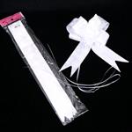 POLY RIBBON PULL BOWS WITH ROSE PATTERN 50mm X 10pcs WHITE Strik verpakken versieren