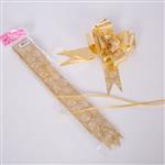 POLY RIBBON PULL BOWS WITH ROSE PATTERN 50mm X 10pcs GOLD Strik verpakken versieren
