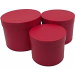Actie Bloemendoos Set van 3 Luxe Bloemendozen rond Rood Flowerbox Cadeaudoos voor bv rozen