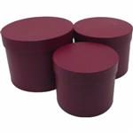 Bloemendoos Set van 3 Bloemendozen rond Burgundy Bordeaurood Flowerbox Cadeaudoos voor bv rozen