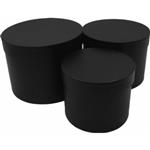 Actie Bloemendoos Set van 3 Luxe Bloemendozen rond Zwart Flowerbox Cadeaudoos voor bv rozen