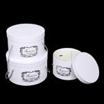 Bloemendoos Set van 3 Luxe Bloemendozen rond FOREVER LOVE YOU WHITE/IVORY met hengsel Flowerbox Cade