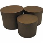 Bloemendoos Set van 3 Bloemendozen rond Bruin Flowerbox Cadeaudoos voor bv rozen