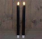 LED Kaarsen Anna's Collection – 3D Flame Candle Zwart – 23 cm – Set van 2 met Timer Ledcandle voor b