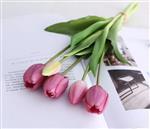 Actie Tulp Tulpen bundel, Luxe Siliconen Real Touch Tulpen kleur Light Purple Cerise / Bundel +/-5st