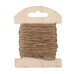 Jutekoord op houten kaart, 1,5mm ø, 10m zand jute touw