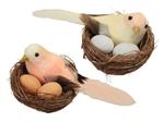 Nestje 7.5 cm met 1 vogel en 2 eitjes Yellow Orange zalm Doos met 6 nestjes  Vogelnestjes