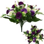 ZijdeBoeket 41cm 41cm SPIKY MUM LARGE MIXED BUSH IVORY/LILAC/PURPLE Zijdebloem