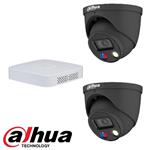 Dahua set 4-kanaals IP NVR + 2 x 8MP IP TIOC camera Zwart IP67