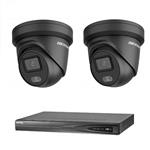 Hikvision 2 ColorVu camera's 4 MP IP camerabewaking set zwart