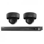 Hikvision 8 MP zwart IP camerabewaking set 2 dome camera's