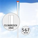 Aluminium vlaggenmast 5, 6 of 7 meter Ø 60mm.