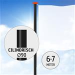 Aluminium vlaggenmast 6 of 7 meter Ø 90mm ZWART RAL 9005.