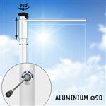 Easylift: Hijsbare aluminium baniermast 6,7 of 8 meter Ø 90mm met RVS-liersysteem