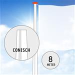 Aluminium vlaggenmast 8 meter conisch.