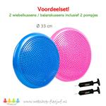 Balanskussen / wiebelkussen voordeelset (2 stuks) incl. pompje - Roze en Blauw