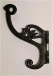 Kapstokhaak hoog, dubbele haak, zwart, gietijzer   KH112