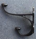 Kapstokhaak Dubbele Haak, Middel Zwart, Gietijzer KH148