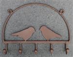 Kapstokhaak vogels met 5 haken, bruin, metaal KH1656