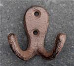 Kapstokhaak met dubbele haak, gietijzer, bruin KH755