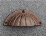 Handgreep schelp, bruin, gietijzer HG781