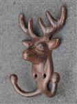 Kapstokhaak hert met gewei, 2 haken, gietijzer KH769