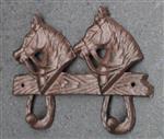 Kapstokhaak paarden met hoefijzer, dubbele haak, gietijzer KH1745