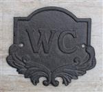 Bordje, schild met tekst WC, gietijzer   BG110