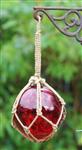Glazen bol in touw, rood DBG070R