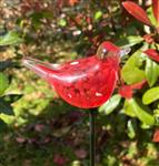 Tuinsteker vogel van glas, rood  GV215