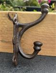 Kapstokhaak degelijk, robuust, gietijzer, bruin KH1710
